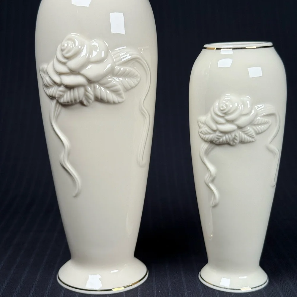 Lot of 3 | Vtg Lenox Ivrory Vases | Large & Bud Vases